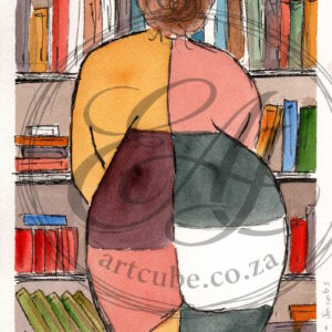 Watercolour Art - Lady in LIbrary